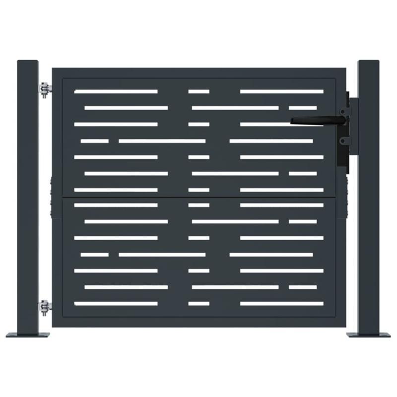 Metalen Tuinpoort – Tuinafscheiding – Tuintor – Brug – Tuinhek – Antraciet – Duurzaam Weerbestendig Metaal – 104x104 cm Modern Verticale Spijlen