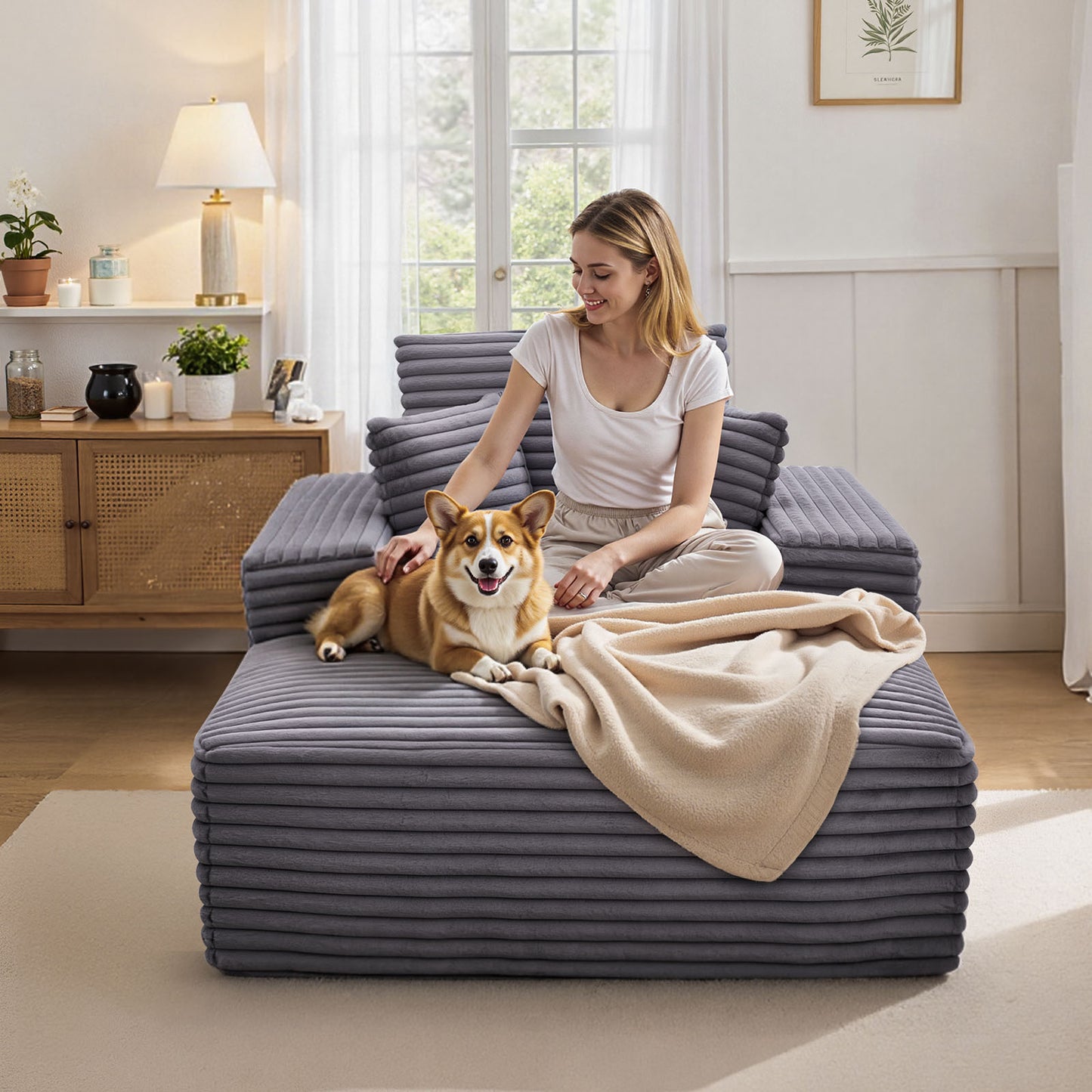 Chaise Longue – Ligstoel – Zitzak – Lounge Bank – Relaxstoel – 138 cm – Zachte Faux Fur Bekleding – Ergonomisch Comfort Met Pocketvering