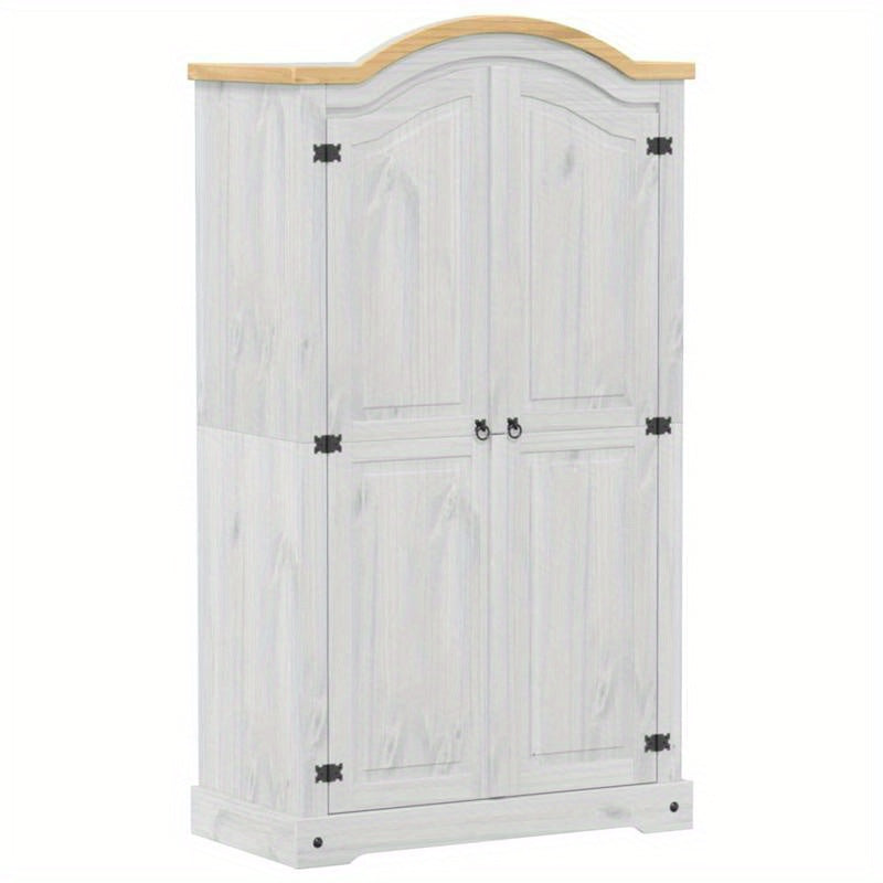 Kledingkast – Garderobekast – Kleerkast – Opbergkast – Kast – Wit – Massief Grenenhout – Compact 102x52x186 cm