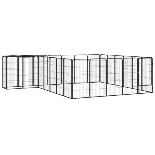Hondenren – Hondenkooi – Hondenkennel – Buitenren – Hondenhek – Zwart – Gepoedercoat Metaal – 50x100 cm – Veilig Sluitbare Deuren – Robuust Gaas