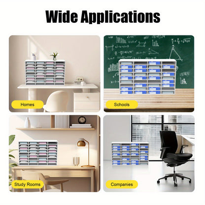 36-vaks PVC Opbergkast – Documenten Organizer – Archiefkast – Bureauhouder – Folderhouder – Wit – Stevig PVC Met Vilten Binnenkant – Compact Modern Design 100x30x61 cm