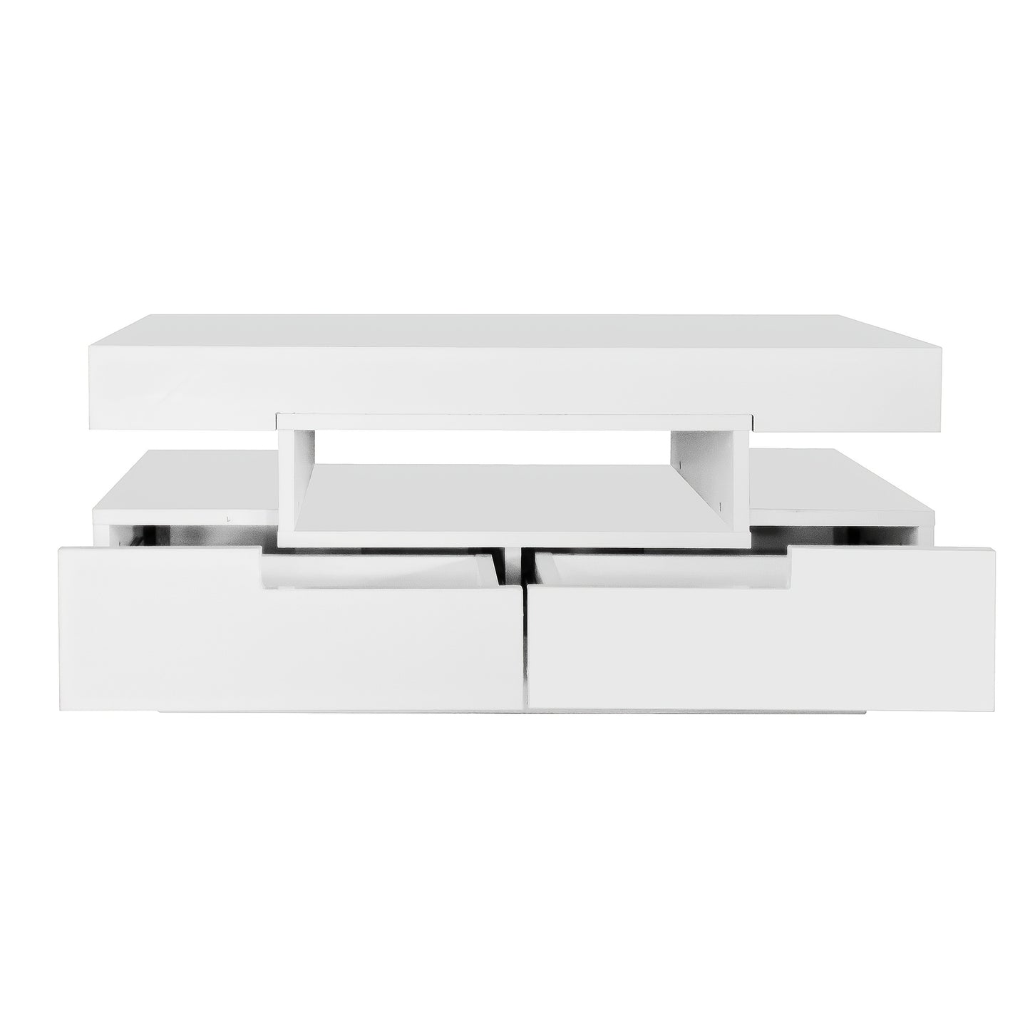 Salontafel – Koffietafel – Bijzettafel – Opbergtafel – Witte Tafel – Metalen Frame – Ruimtebesparend Ontwerp