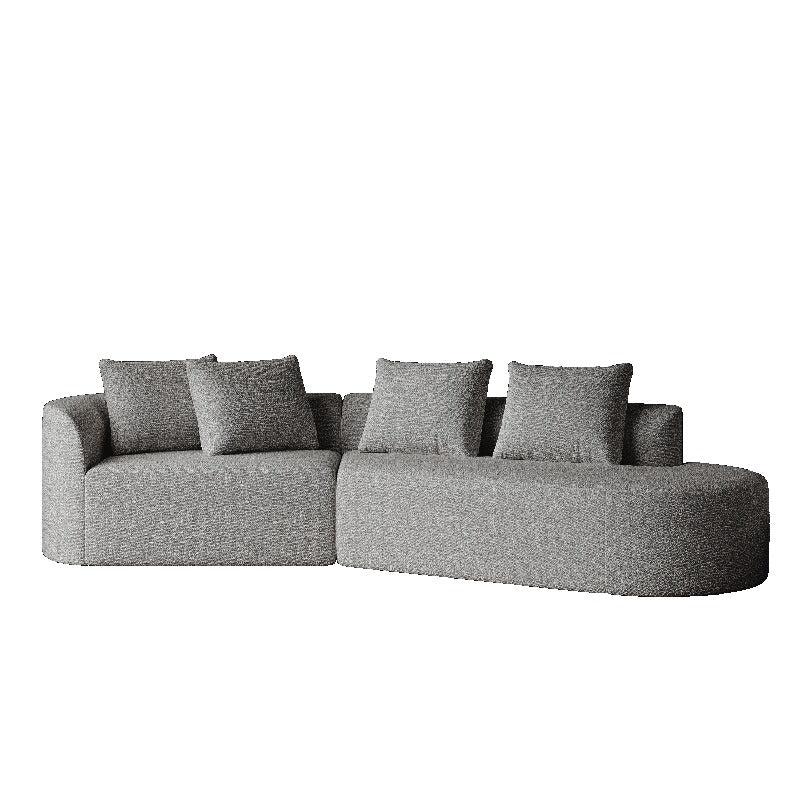 Moderne Loungebank – Sectional Sofa – Hoekbank – Modulair Sofa – Chenille Bank – 4-Zits Oversized – Donkergrijs Zwart – Plush Kussens – Stalen Frame – Geen Montage