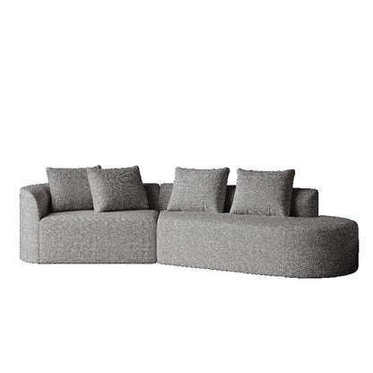 Moderne Loungebank – Sectional Sofa – Hoekbank – Modulair Sofa – Chenille Bank – 4-Zits Oversized – Donkergrijs Zwart – Plush Kussens – Stalen Frame – Geen Montage
