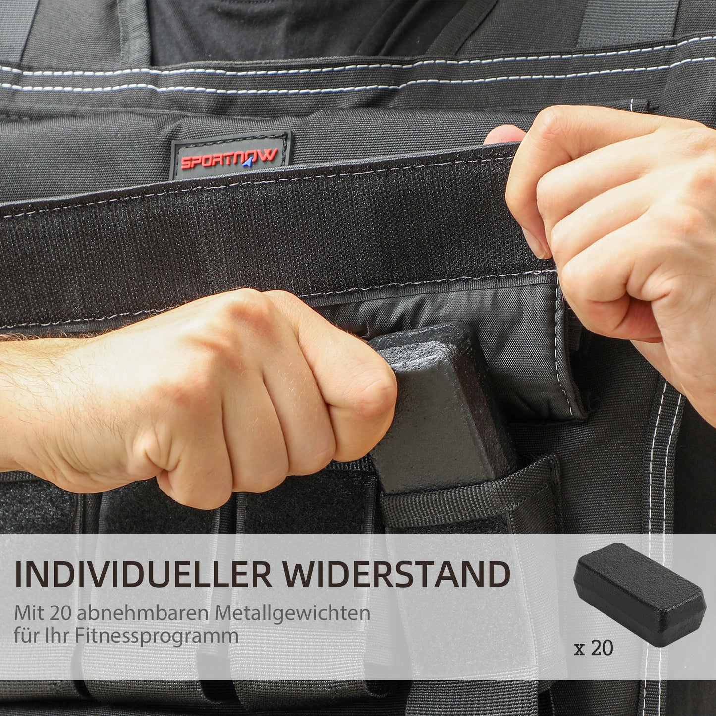 Gewichtsvest – Gewichtsvestje – Verstelbare Gewichtsvest – Trainingsvest – Weerstandsvest – Verstelbaar Tot 20 Kg – Reflecterende Strips – Zwart