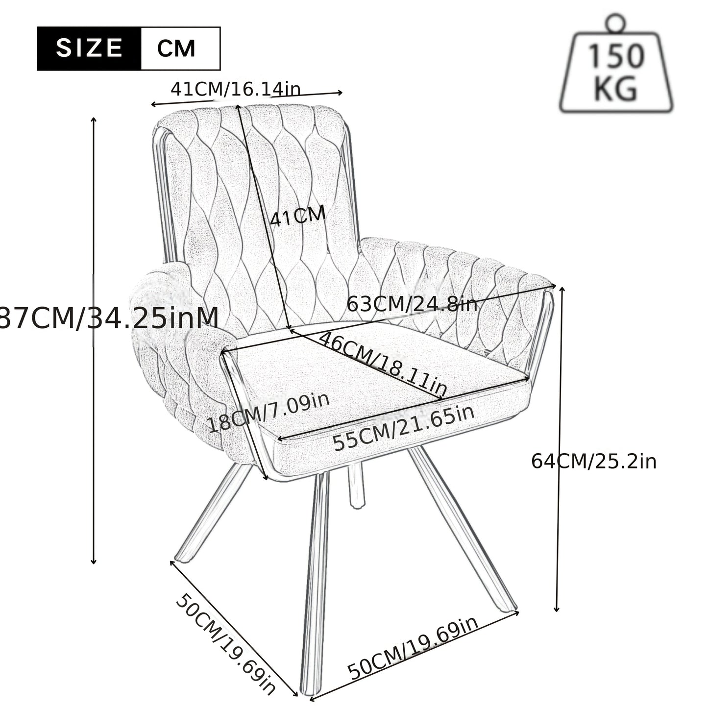 Draaistoel – Armstoel – Eetkamerstoel – Woonkamerstoel – Keukenstoel – Wit – Ergonomisch Ontwerp – Metalen Frame