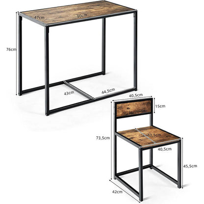 Compact eettafelset – Tafel met stoelen – Bistroset – Eethoek – Terrasset – Retro design – Stevig metalen frame – Non-slip voetpadden – Antique color