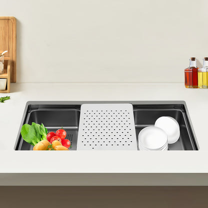 Keukenwerkblad Spoelbak – RVS Spoelbak – Enkele Spoelbak – Onderbouw Spoelbak – Werkstation Spoelbak – Silvery Kleur – Duurzaam Roestvrij Staal – Modern Rechthoekig Design