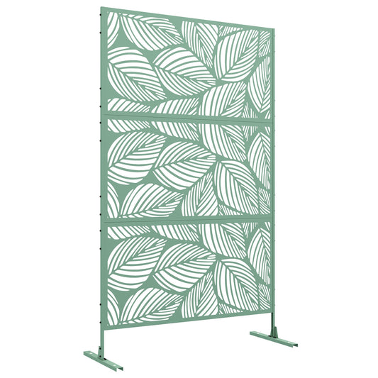 Tuinscherm – Privacyscherm – Schutting – Tuinafscheiding – Windscherm – Groen Metalen Bladmotief – 122 x 45 x 198 cm – Duurzaam Epoxy Coating