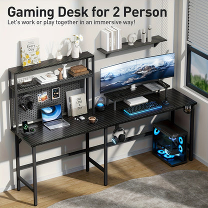 Ergonomisch Bureau – L-vormig Bureau – Hoekbureau – Gamingbureau – Computerbureau – LED-Verlichting – Verstelbare Monitorhouder – Zwart – 150x100 cm – Inclusief Headphonehouder en Cupholder