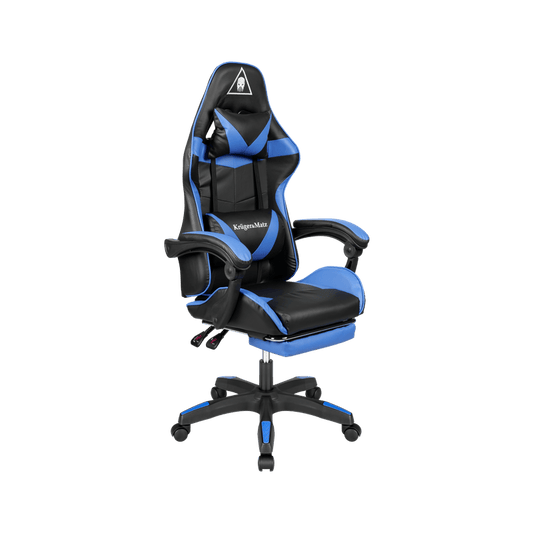 Gamingstoel – Gamestoel – Gaming Chair – Game Stoel – Bureaustoel – Verstelbare Rugleuning 145° – Eco-Leren Bekleding - Zwart/Blauw