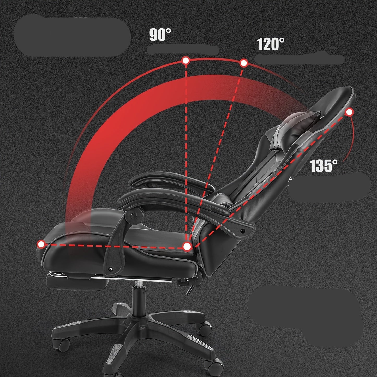 Gaming Stoel – Gamestoel – Gaming Chair – Game Stoel – Bureaustoel – Ergonomisch Ontwerp – Verstelbare Hoogte & Kantelbare Rugleuning – Zwart-Grijs