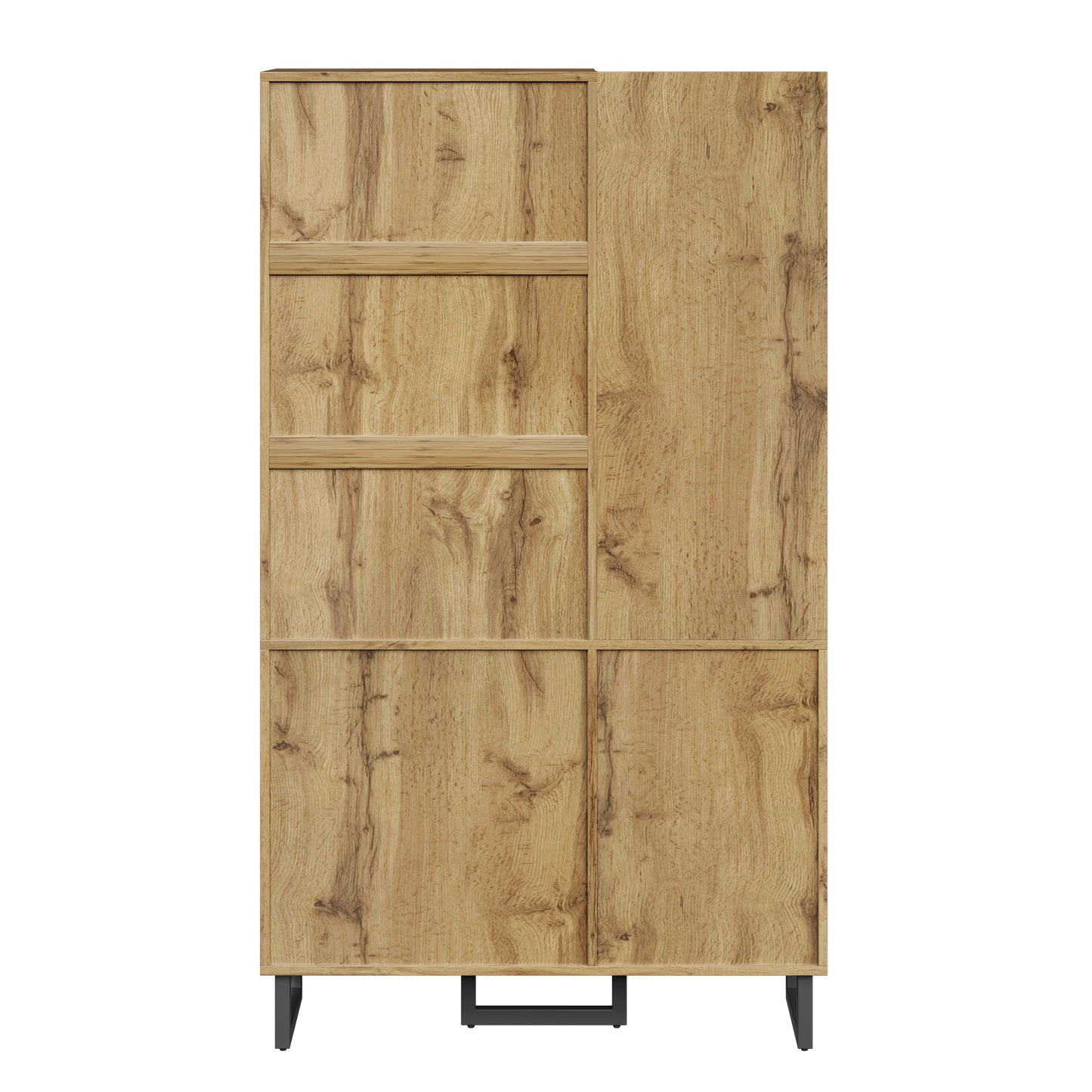 Halmeubel – Garderobekast – Halkast – Schoenenkast – Opbergkast – Compact Design – MDF Met Stoffen Panelen – 110x38x186 cm – Natuurlijke Houtlook