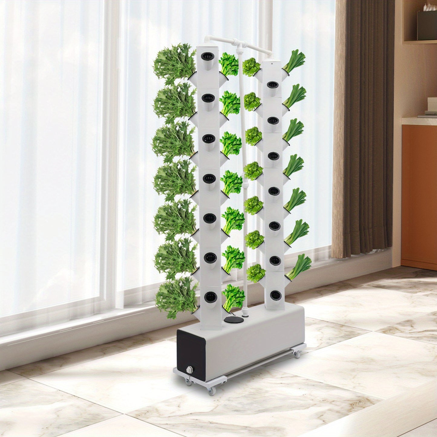 Hydroponische Tuin – Verticale Tuin – Hydrocultuur Toren – Groeisysteem – Plantenplantkit – Compact Hydroponisch Systeem – Duurzaam PP Materiaal – 56 Plantplekken Met Waterpomp