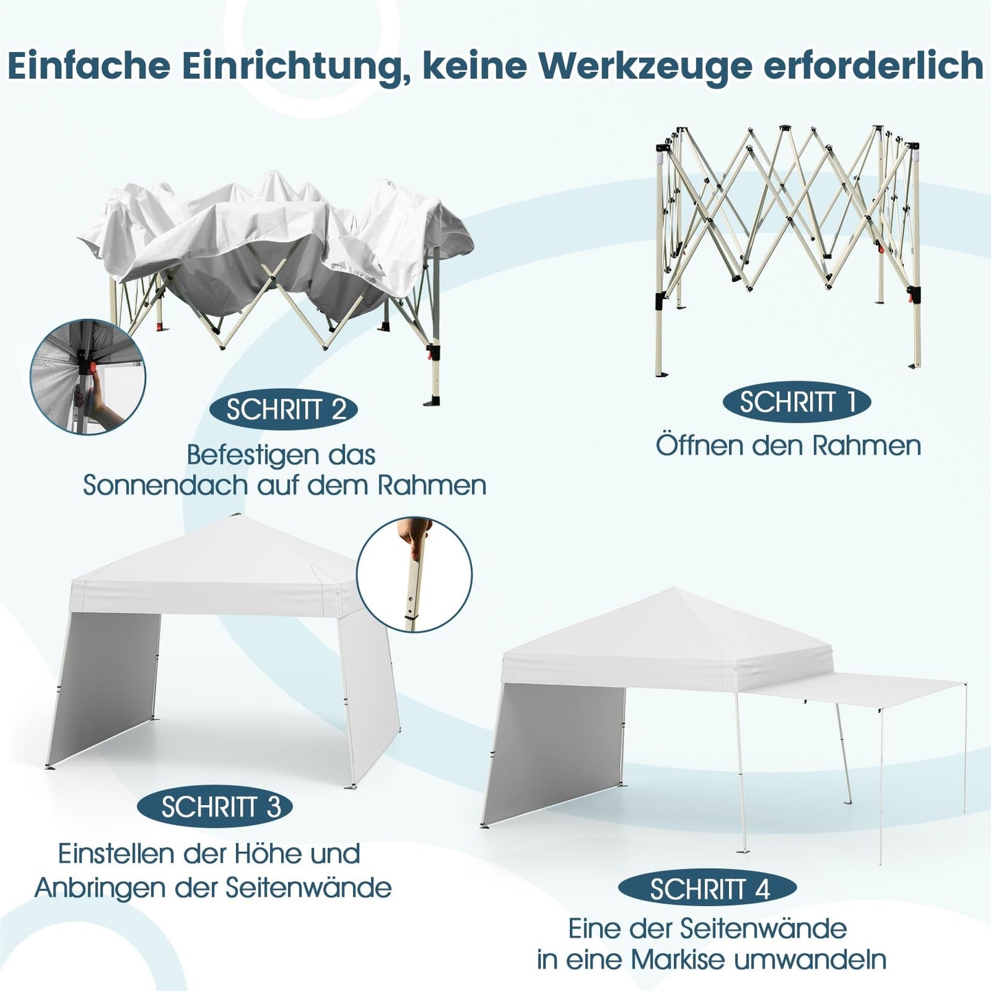 Pop-Up Paviljoen – Vouwtent – Tuinpaviljoen – Partytent – Zonnetent – 3 x 4 Meter – Hoogte Verstelbaar – UV Bescherming 50+