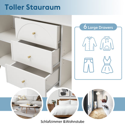 Dressoir – Kast – Ladekast – Opbergkast – Dressoir Wit – 2 Deuren en 3 Laden – Verstelbare Legplank – H84 x B140 x D40 cm