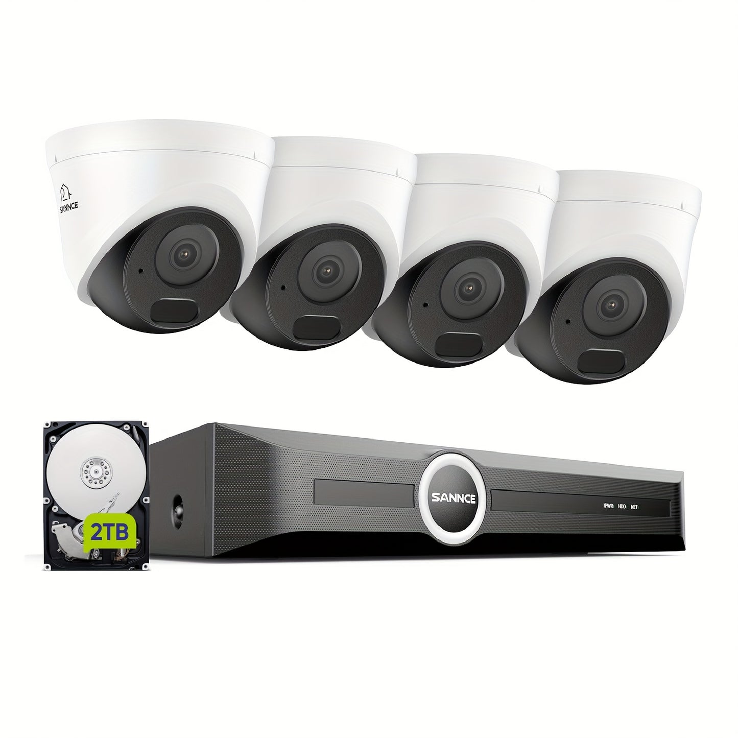 Beveiligingsset – 2K Camera’s – Bewakingscamera – NVR Beveiliging – CCTV Systeem – 4 Camera’s – 2TB Opslag – Nachtzicht 30m – Audio Opname