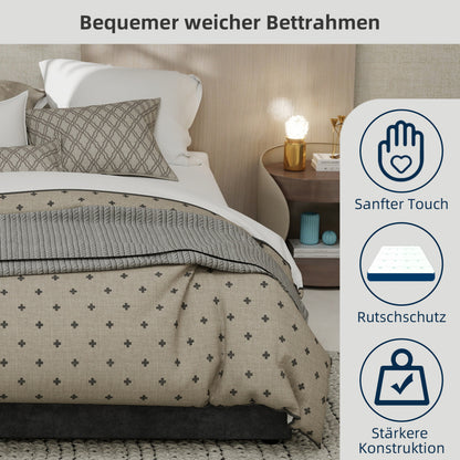 Bedframe – Ledikant – Slaapbank – Platformbed – Opbergbed – Modern Minimalistisch Design – Gasveren Opbergruimte – Dutch Velvet Hoofdeinde 140x200 cm – Eenvoudige Montage – Duurzaam Zonder Elektriciteit