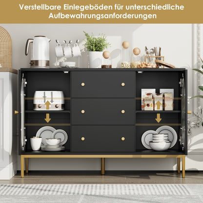 Ladekast – Kast – Opbergkast – Dressoir – Zijkast – Wit Zwart Hout – Verstelbare Planken – 3,2+ Kubieke Voet Capaciteit