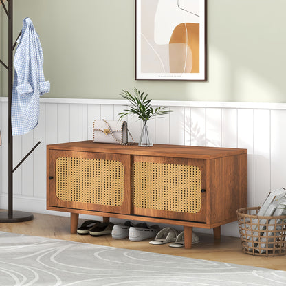 Schoenenkast – Schoenenopberger – Schoenenrek – Schoenmeubel – Schoenenkast Notenkleur – Duurzaam Hout – Verstelbare Plank – Geperforeerd Ventilatieontwerp – Moderne Stijl – 104x40x48 cm