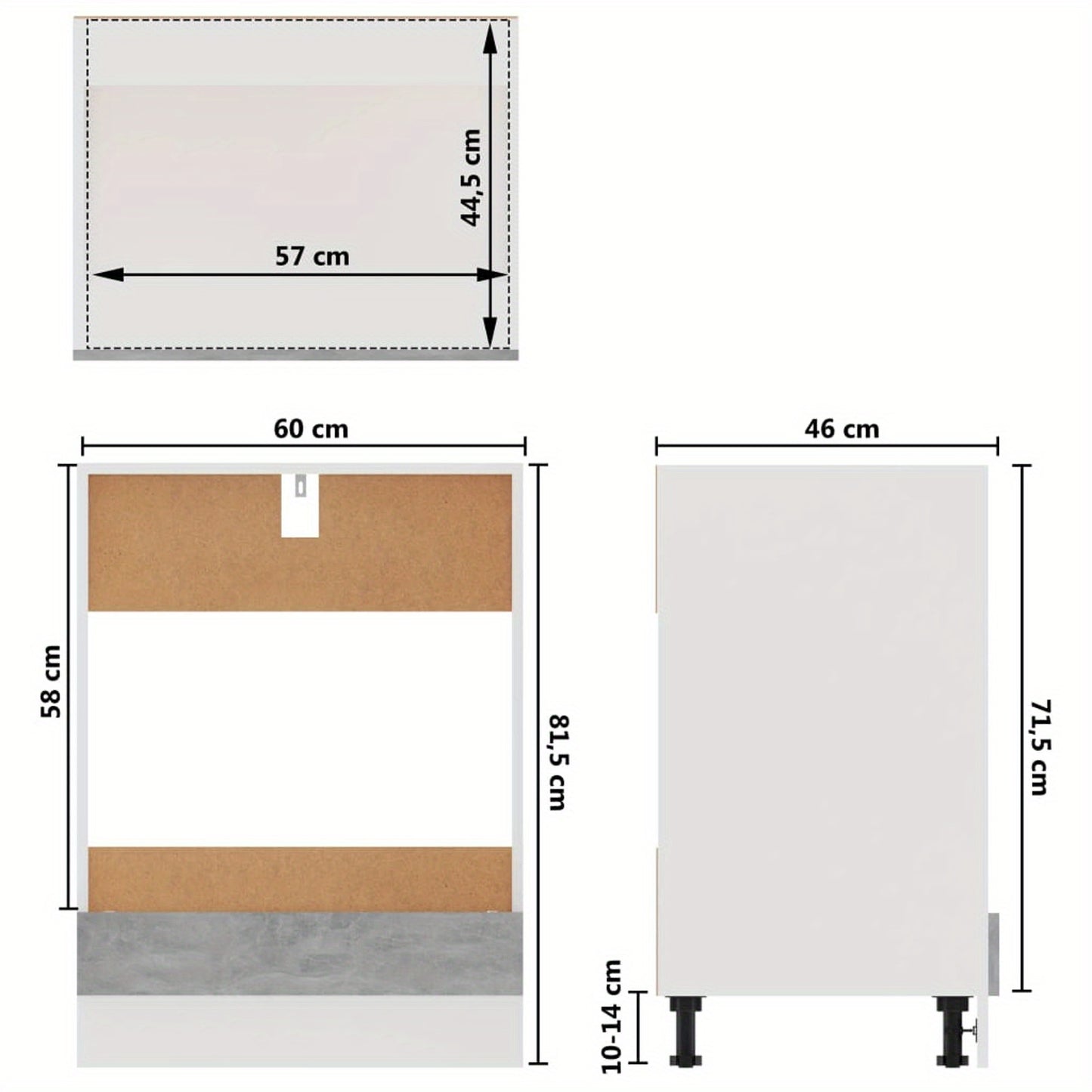 Ovenkast – Keukenkast – Opbergkast – Kastje – Meubel – Beton Grijs – 60x46x81,5 cm – Gemaakt Van Engineered Wood