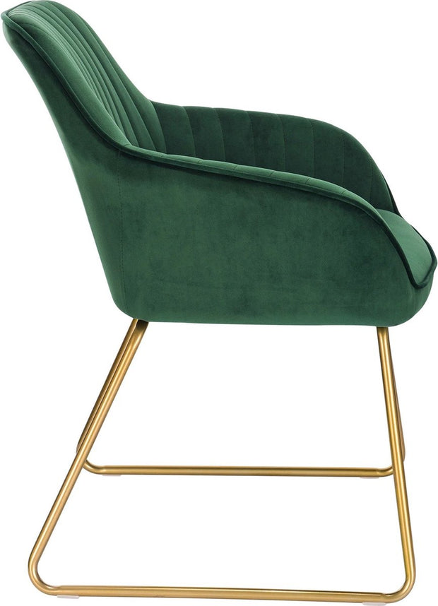 Eetkamerstoelen set van 2 - Luxueuze Velvet Stoelen - Eetkamerstoel - Stoelen met armleuning - Fluweel - Smaragd Groen