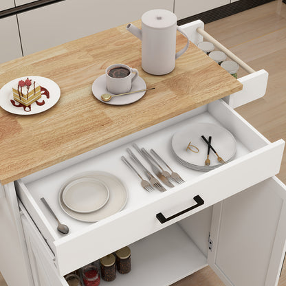 Keukenwagen – Keukentrolley – Keukenkast – Serveerwagen – Keukeneiland – Compact Formaat – Duurzaam Bamboe Werkblad