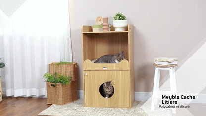 Kat Toilet Huis – Kattenbak Kast – Kattenmeubel – Kattenbak Omhuis – Kattenhuis Met Kussen – 3 Niveaus – Afmetingen 60x45x103 cm