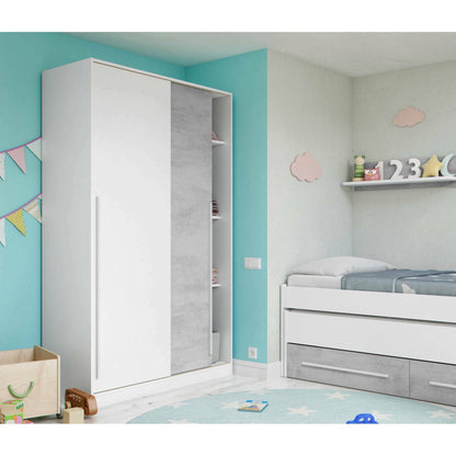 2-Door Wardrobe, Bedroom Closet with Hanging Rod and 3 Shelves, 120x50x200 cm, Available in 2 Colors