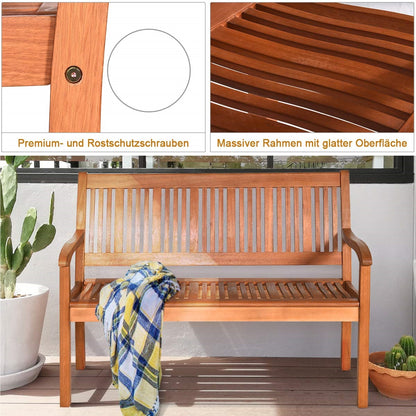 Houten Tuinbank – Buitenbank – Parkbank – Balkonbank – Terrasbank – Acaciahouten Bank – Weerbestendig – Belastbaar Tot 320 Kg – 126x63x91 Cm