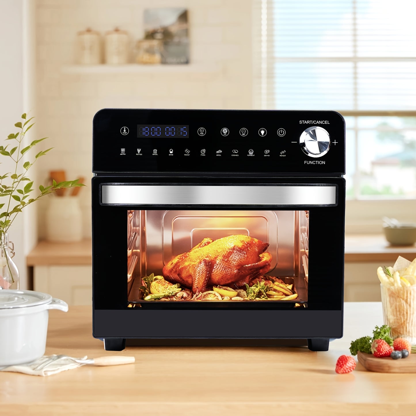 Hot Airfryer – Airfryer Oven – Mini Oven – Heteluchtfriteuse – Rotisserie Oven – 14L Capaciteit – 1800W Met 11 Programma’s En LED Display