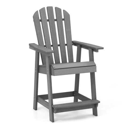 Adirondack Tuinstoel – Buitenstoel – Balkonstoel – Tuinstoel Met Voetsteun – Armleuningstoel – Weerbestendig HDPE – Comfortabele Hoge Rugleuning – Grijs