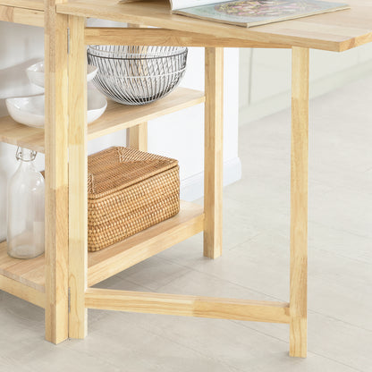 1pc Folding Dining Table 45 X 45 X 32 Cm with Shelf in Hevea Wood for Kitchen Dining Room Sobuy FWT70-N