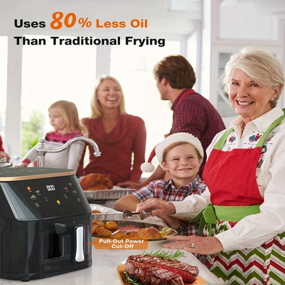 Heteluchtfriteuse – Airfryer – Heteluchtoven – Friteuse – Crispy Cooker – 10 Liter Grote Capaciteit – Roestvrij Staal 410 RVS – LED-Touchscreen Met 8 Programma’s – Max 210°C Temperatuur