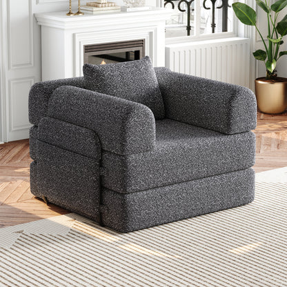 Slaapbank – Bank – Sofa – Bedbank – Slaapstoel – 2-in-1 Chenille – Met Opbergarmleuningen – Stevig Metalen Frame
