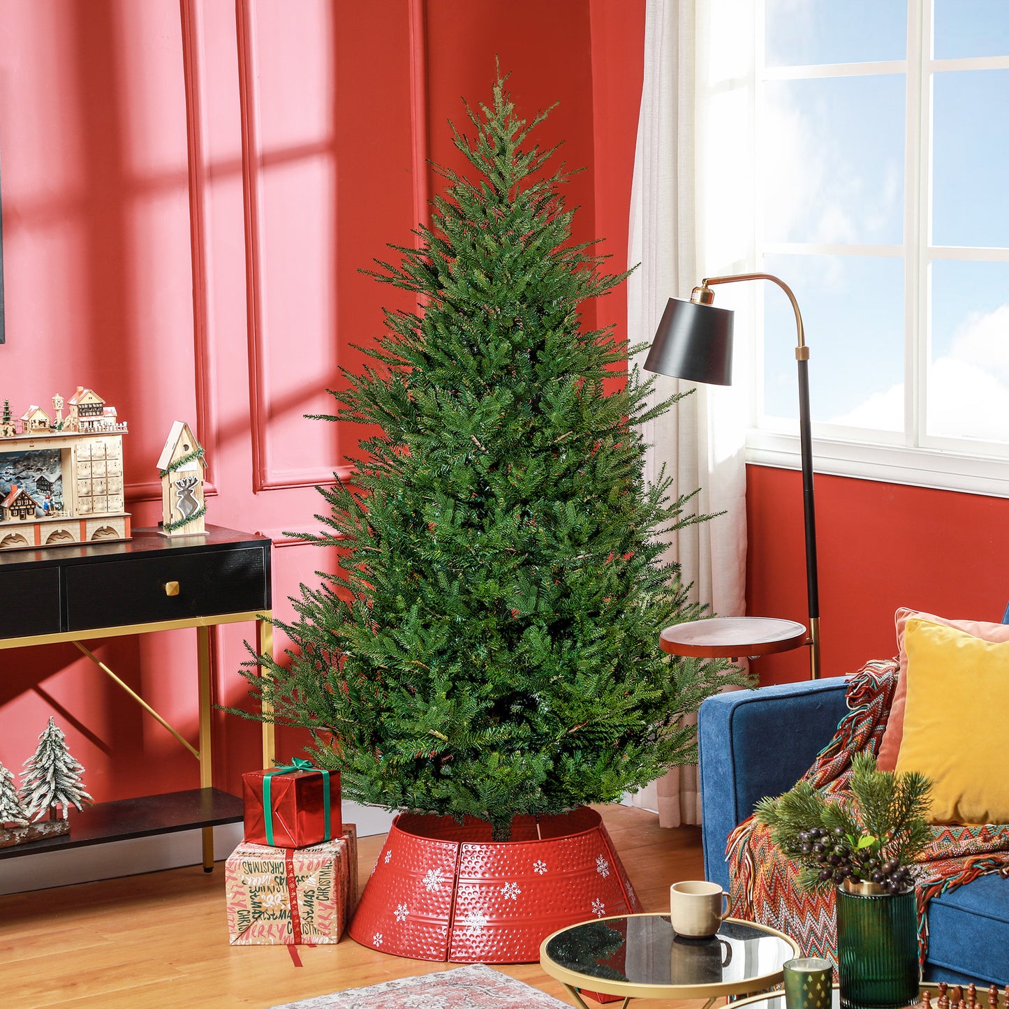 Kerstboom Kunstkerstboom Kunstboom Nepboom Dennenboom – 183 cm Hoog – Brandvertragend Kunststof – Snelle Montage Met Metalen Standaard