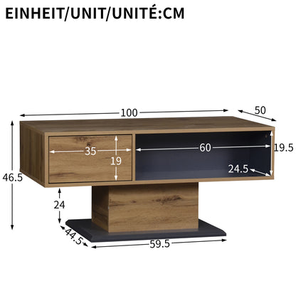 Modern Coffee Table with Double-Sided Storage | Features Large Shelf and Additional Internal Compartment, Contemporary Style, Metal Construction