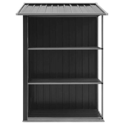 205x130x183cm Removable Anthracite Iron Garden House with Shelves - Heavy-Duty Outdoor Storage Shed, Portable Garden Storage Warehouse with Shelves