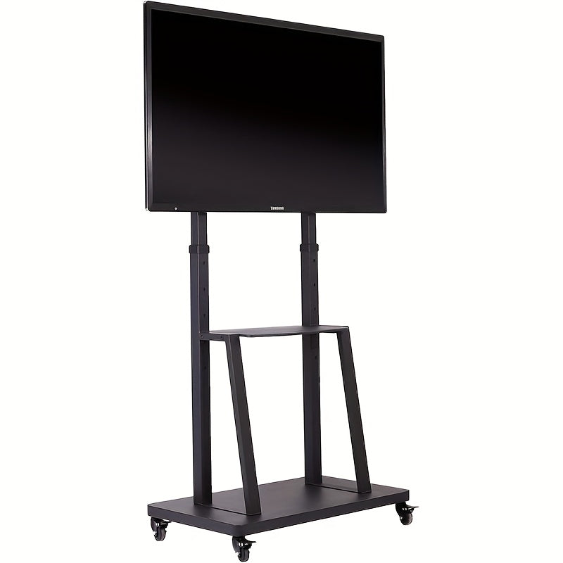 Mobile TV Stand on Wheels: Heavy Duty TV Trolley for 32-80 inch LCD LED OLED Flat TVs Rolling TV Floor Stand with 2 Tier Metal Shelf Height Adjustable Holds up to 65kg Max VESA 600x400mm