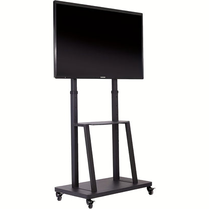 Mobile TV Stand on Wheels: Heavy Duty TV Trolley for 32-80 inch LCD LED OLED Flat TVs Rolling TV Floor Stand with 2 Tier Metal Shelf Height Adjustable Holds up to 65kg Max VESA 600x400mm