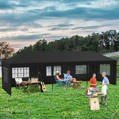 Tuinpaviljoen – Prieel – Partytent – Overkapping – Feesttent – 3×9 m – Gepoedercoat Stalen Frame – Waterafstotend Polyethyleen Panels Anthraciet/Wit