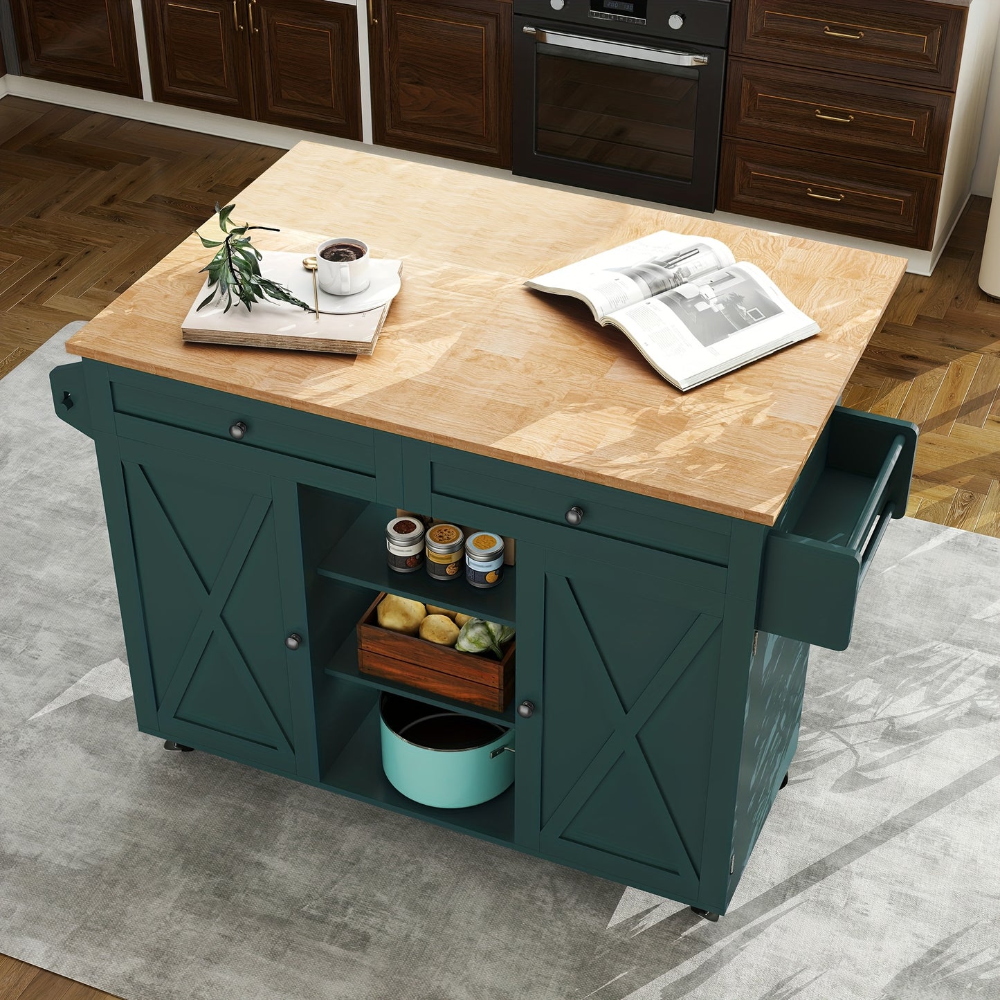 Inklapbare Keukenwagen – Keukentrolley – Serveerwagen – Opbergtrolley – Werktafel Op Wielen – Massief Hout – Verstelbare Planken – Ruimtebesparend Design – Mobiel Met Lockbare Wielen