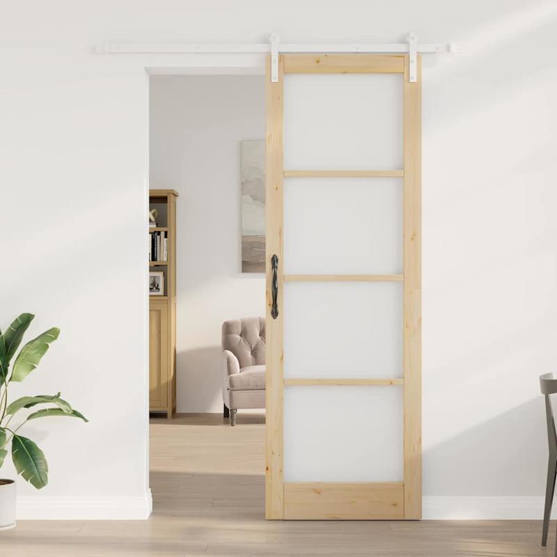 Schuifdeur Grenenhout – Schuifpaneel Deur – Inbouwdeur – Closetdeur – Kamerdeur – Massief Grenenhout – 78x232 cm – Met Metalen Railsysteem – Stil en Ruimtebesparend