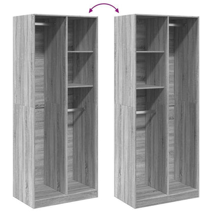 Kledingkast – Garderobekast – Kledingopberger – Dressoir – Opbergkast – Grijs Sonoma Eiken – Vrijstaand – Massief Hout – 80x50x200 cm