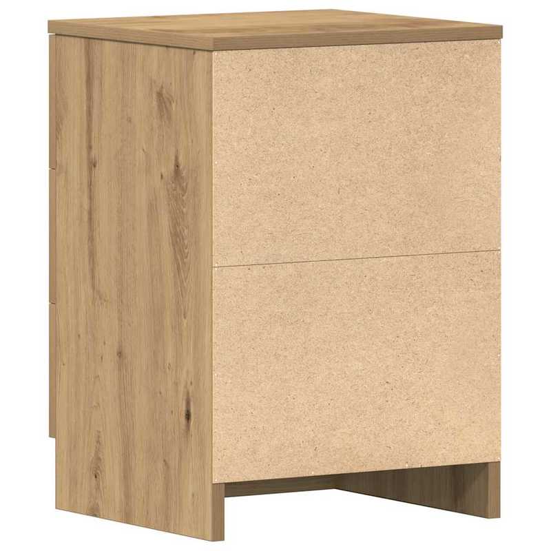 Nachtkastje – Nachtkastjes – Bijzettafel – Opbergkastje – Kast – Set van 2 – Natuurlijk Eikenhout – 38x35x55 cm – 3 Lades – Compact & Ruim