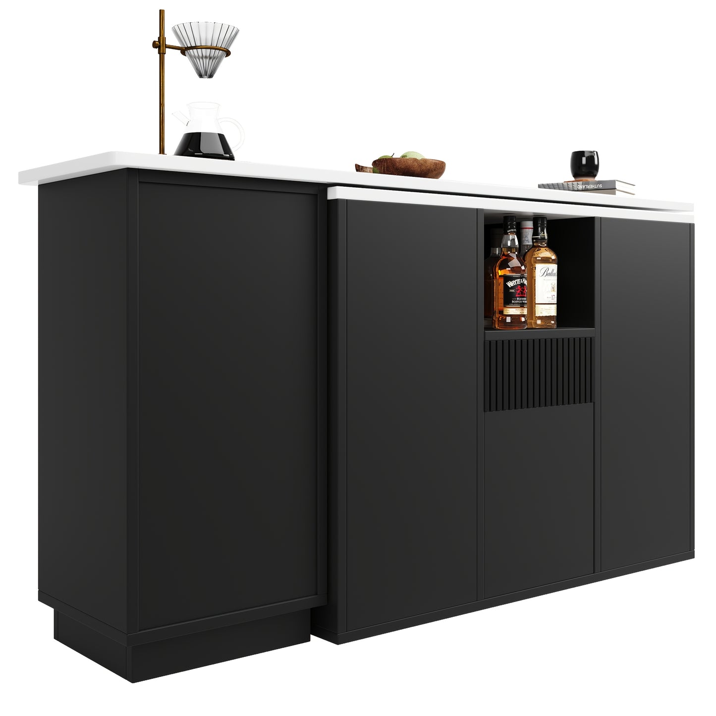 Bartafel – Statafel – Keukentafel – Barmeubel – Bistrotafel – Uitschuifbaar – Opbergruimte – Bamboe – Zwart – Mobiel