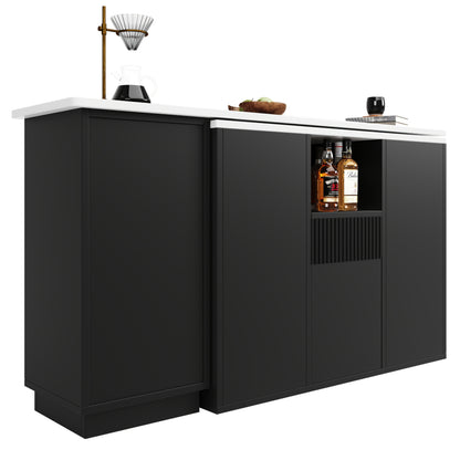 Bartafel – Statafel – Keukentafel – Barmeubel – Bistrotafel – Uitschuifbaar – Opbergruimte – Bamboe – Zwart – Mobiel