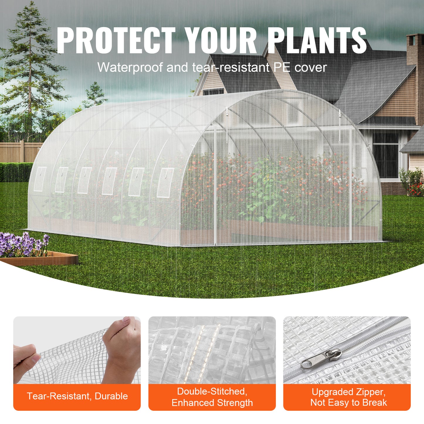 Kweekkas – Tuinkas – Broeikas – Tunnelkas – Serre – Groot Walk-In Ontwerp – Gegalvaniseerd Stalen Frame – 140g/m² PE Waterdichte Cover