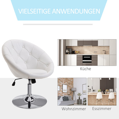 Bureaustoel – Draaistoel – Werkstoel – Bureaustoel Met Wieltjes – Bureaustoel Kunstleer – Wit – Verstelbare Zithoogte 42-54 Cm – Kantelmechanisme Voor Extra Comfort
