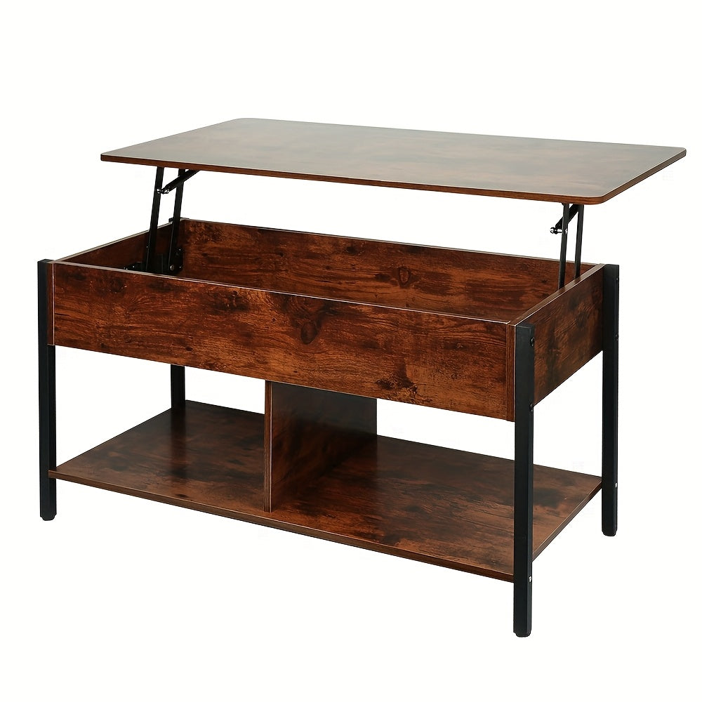 Salontafel – Koffietafel – Bijzettafel – Woonkamertafel – Tafel – Verstelbaar Lift-Top – 3 Niveaus Verborgen Opbergruimte – Compact 90x48x62 cm – Stevige Basis